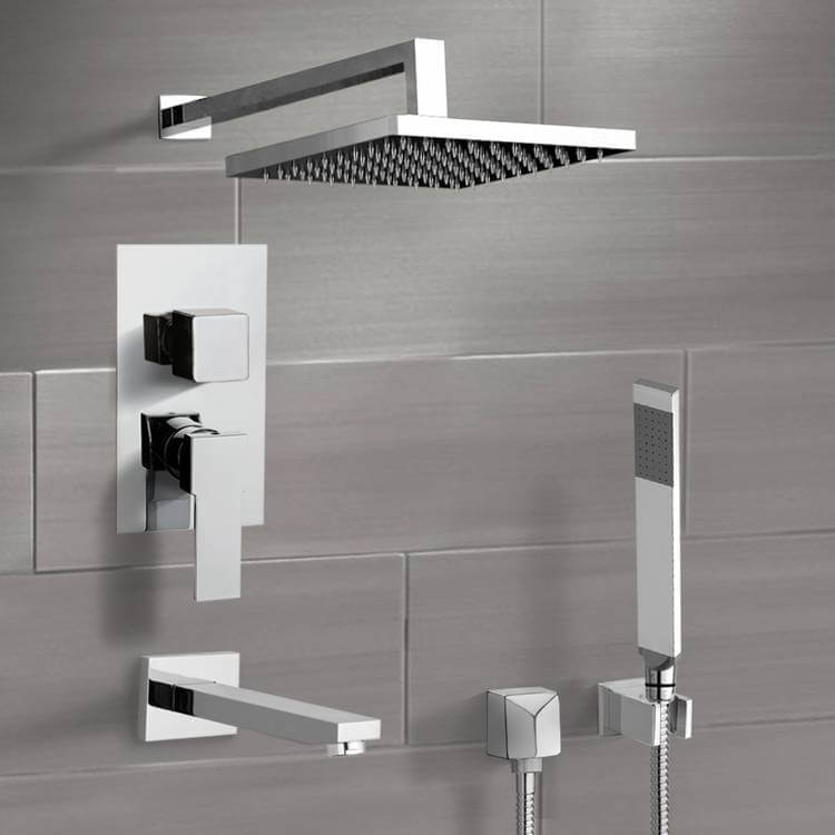Tub and Shower Faucet, Remer TSH43, Chrome Tub and Shower Faucet Set with Rain Shower Head and Hand Shower